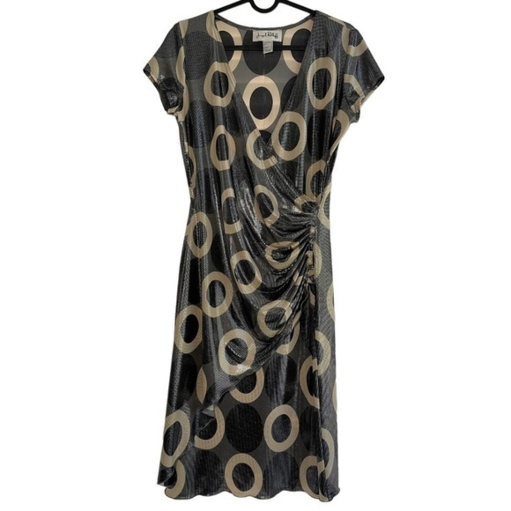 JOSEPH Ribkoff Metallic Silver Wrap Dress size 8